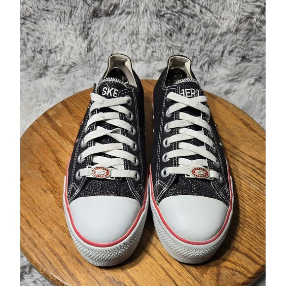 Y2K Skecher Womens Size 8.5 Sparkle Platform Low Embroidered Floral Bottom Shoes - Picture 1 of 10